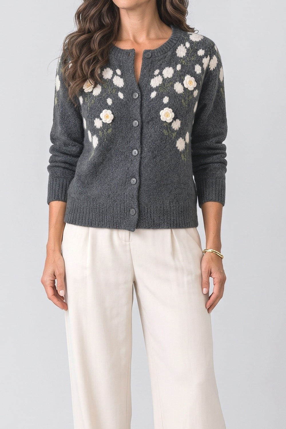 Floral Knit Cardigan, fabric detail