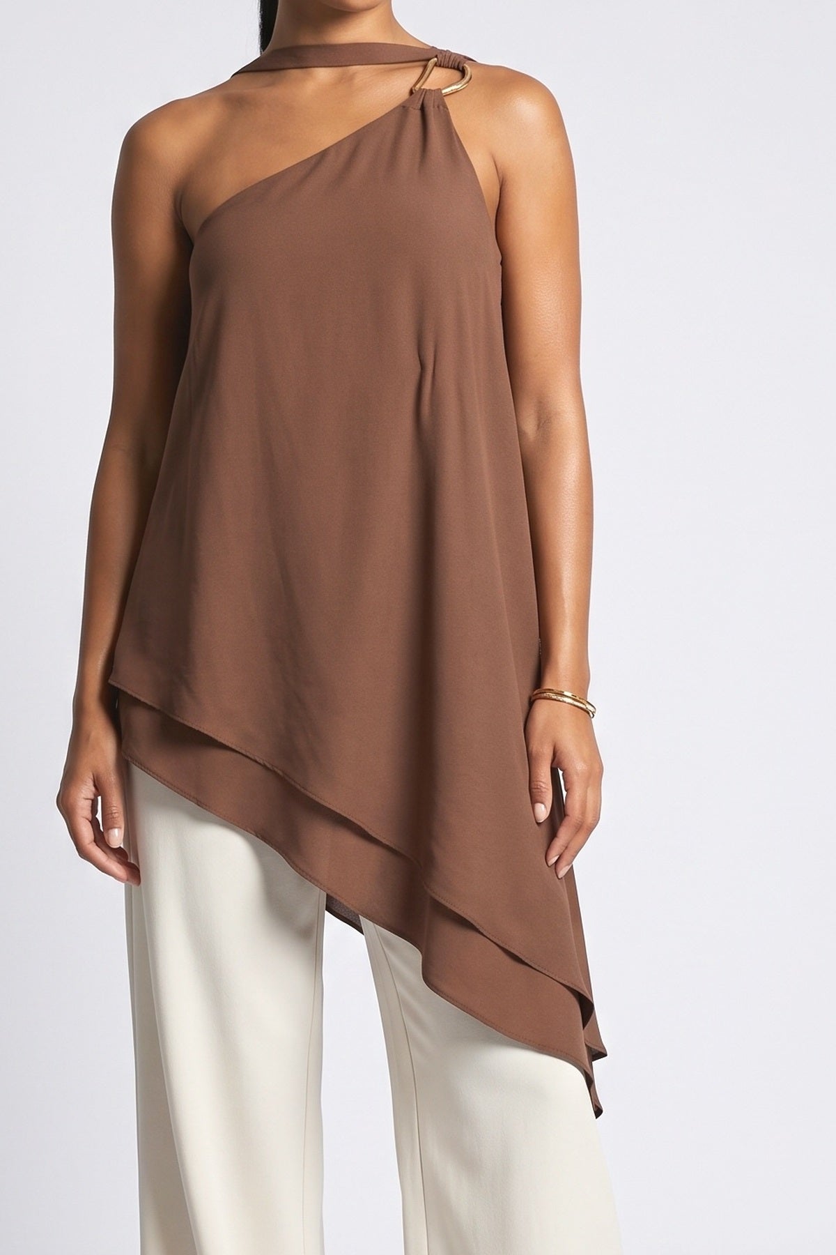 Brown Flowy Top, fabric detail