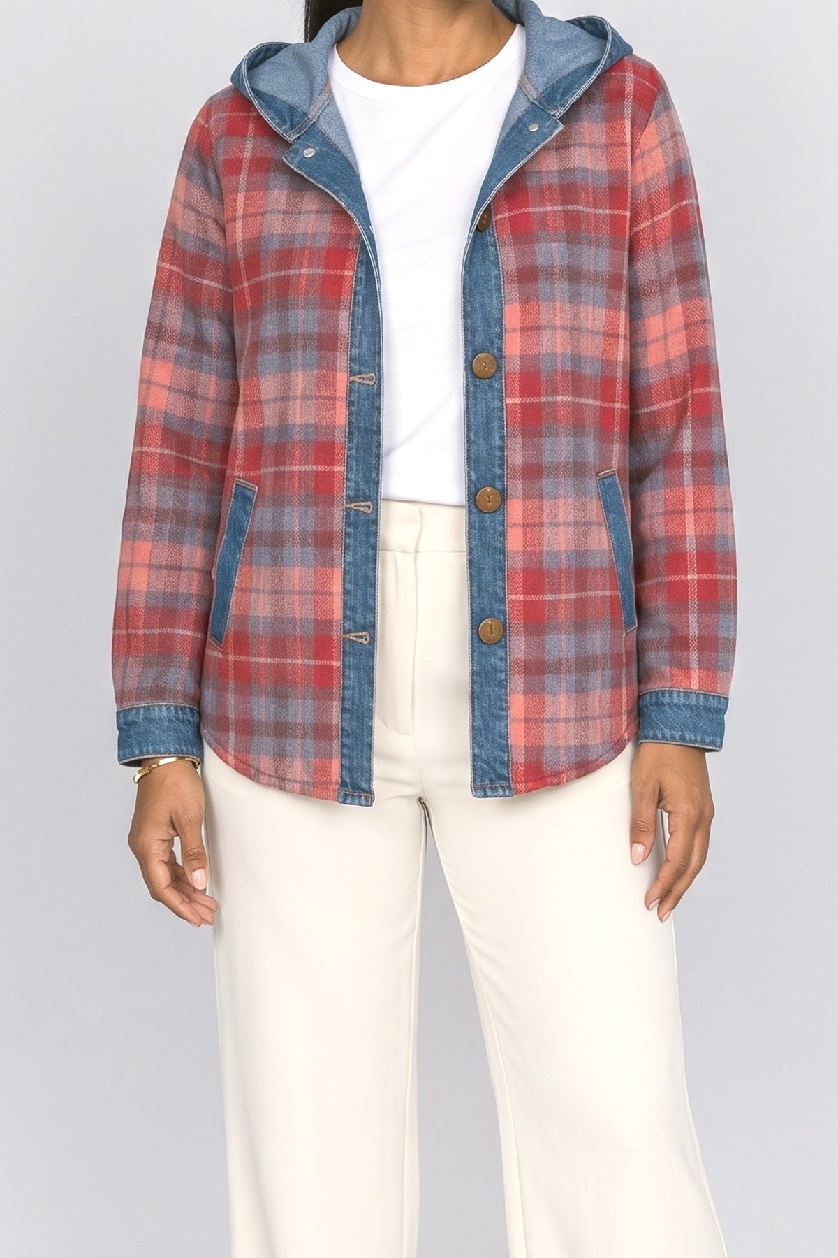 Plaid Denim Jacket, fabric detail