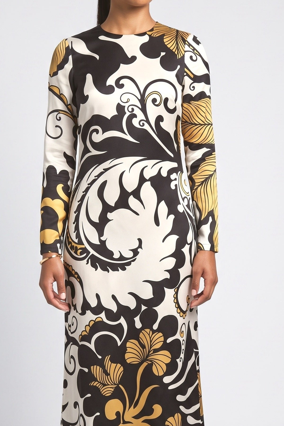 Black Satin Midi Dress, fabric detail
