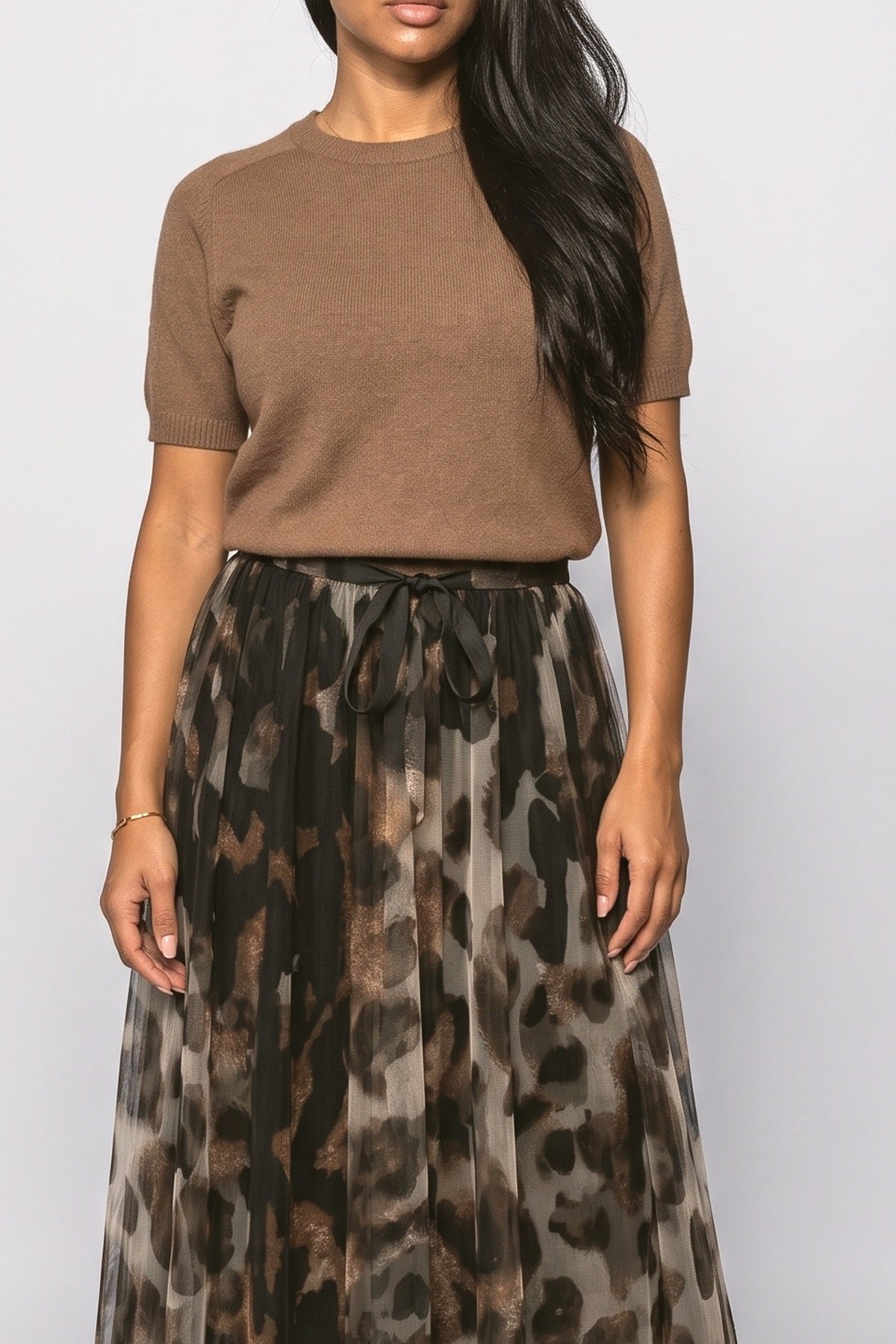 Knit Leopard Two Piece Outfit, fabric detail