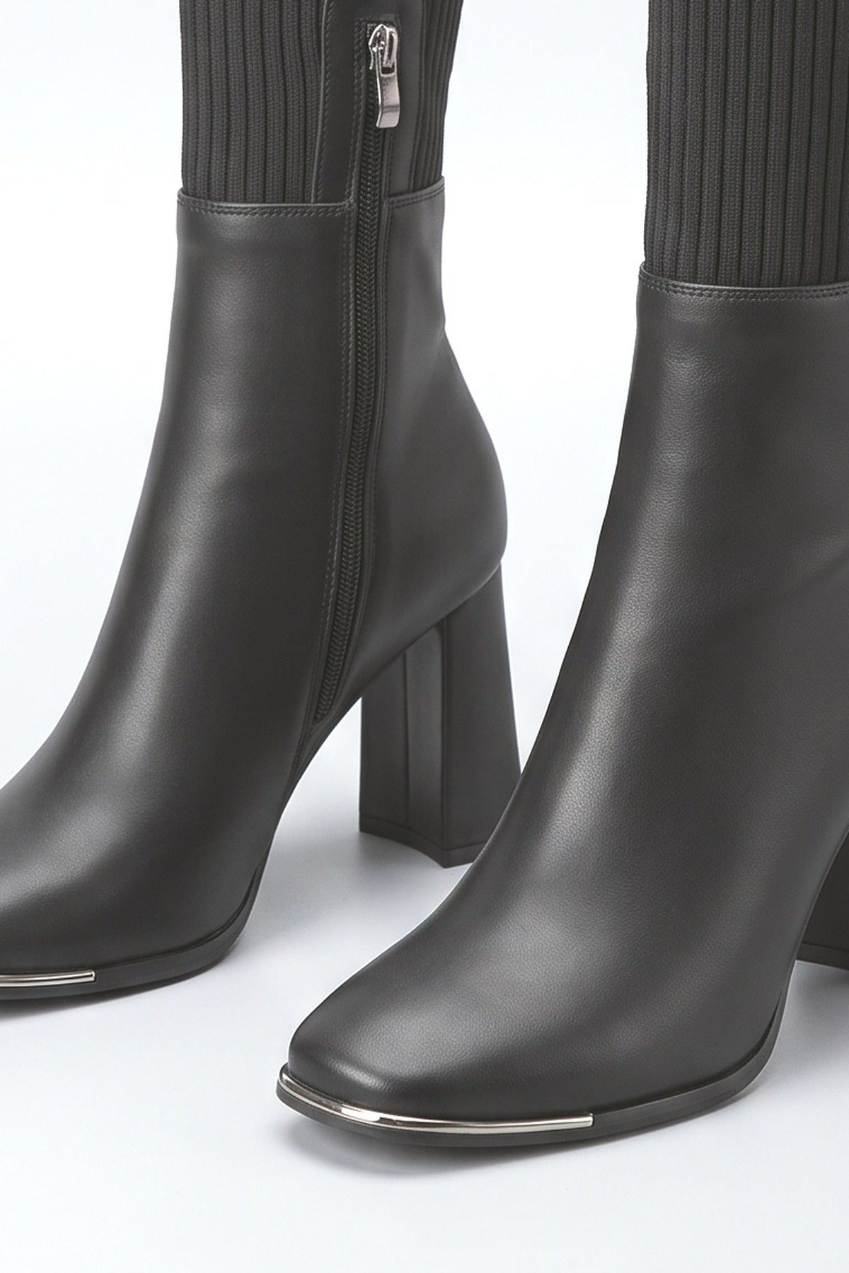 Knit Heeled Boots, fabric detail