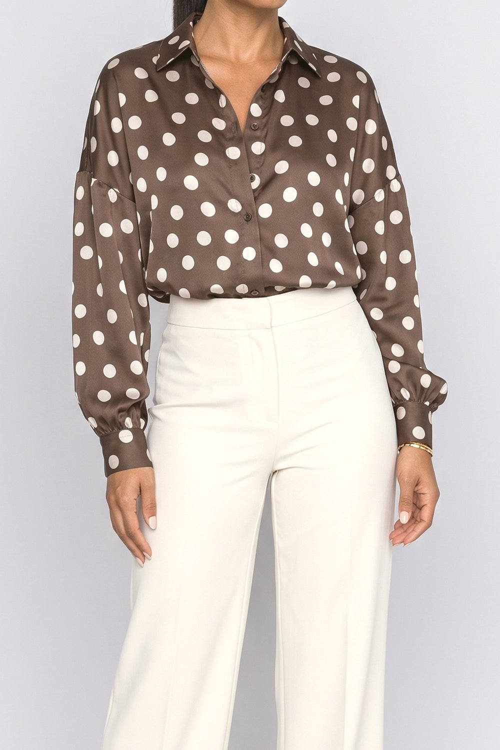 Satin Polka Dot Blouse, fabric detail