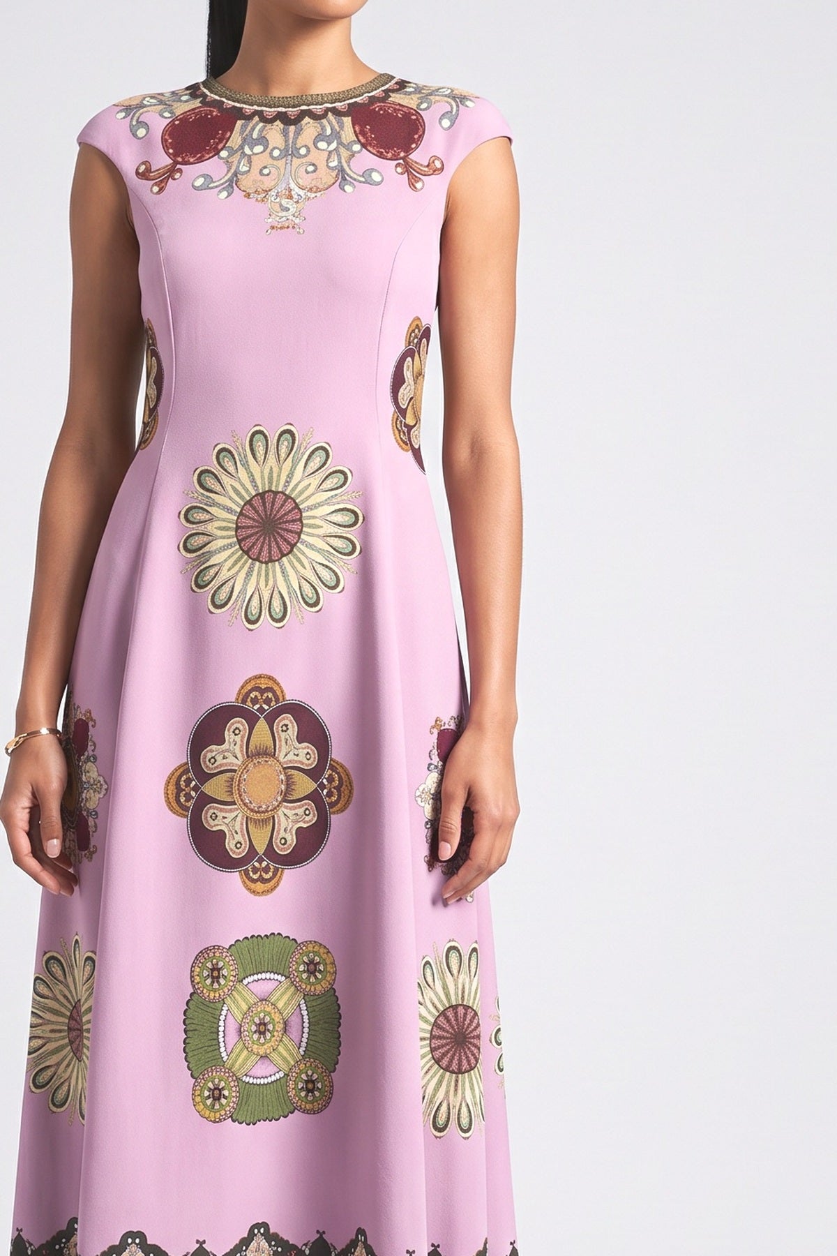 Purple Print Maxi Dress, fabric detail