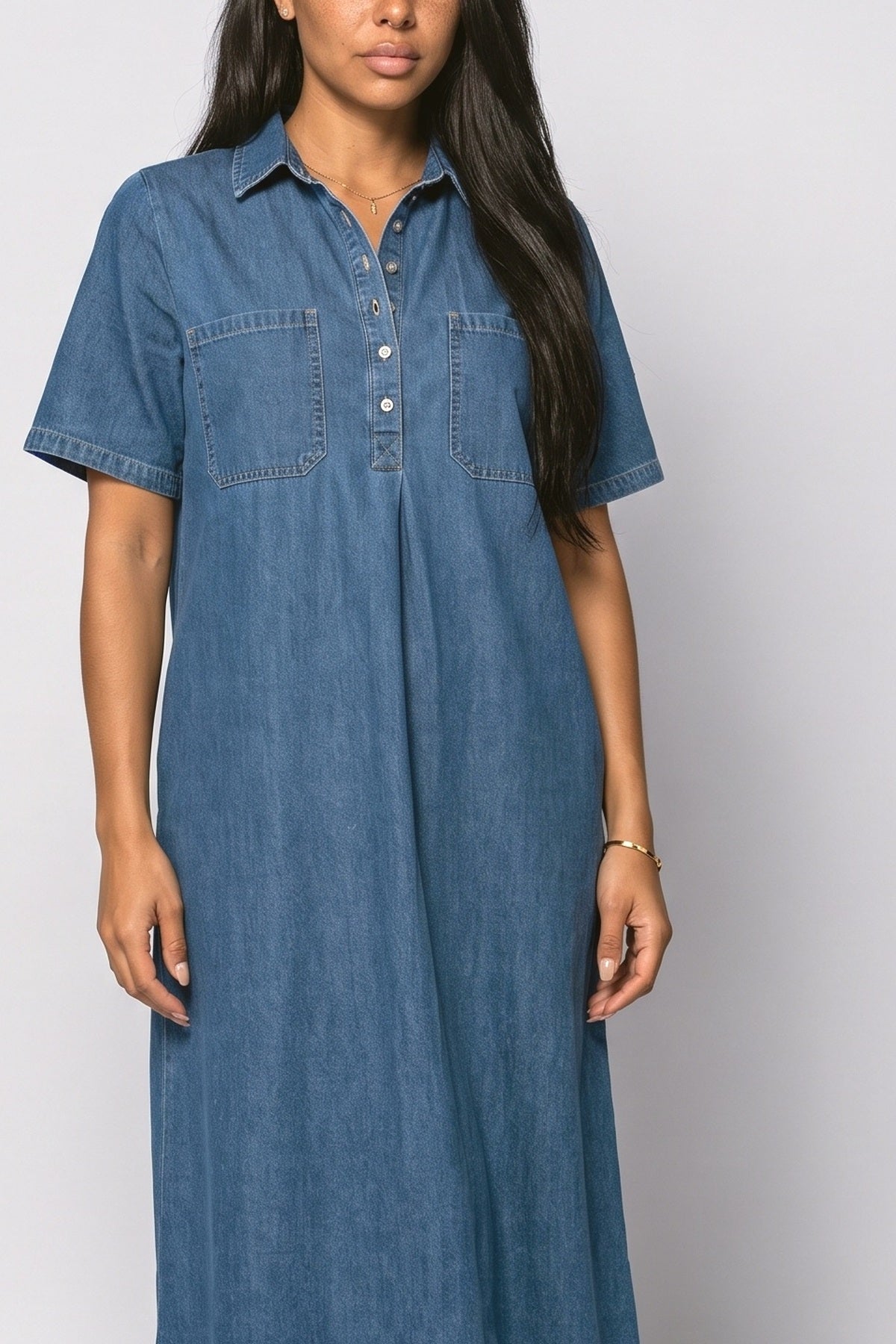 Denim Midi Dress, fabric detail