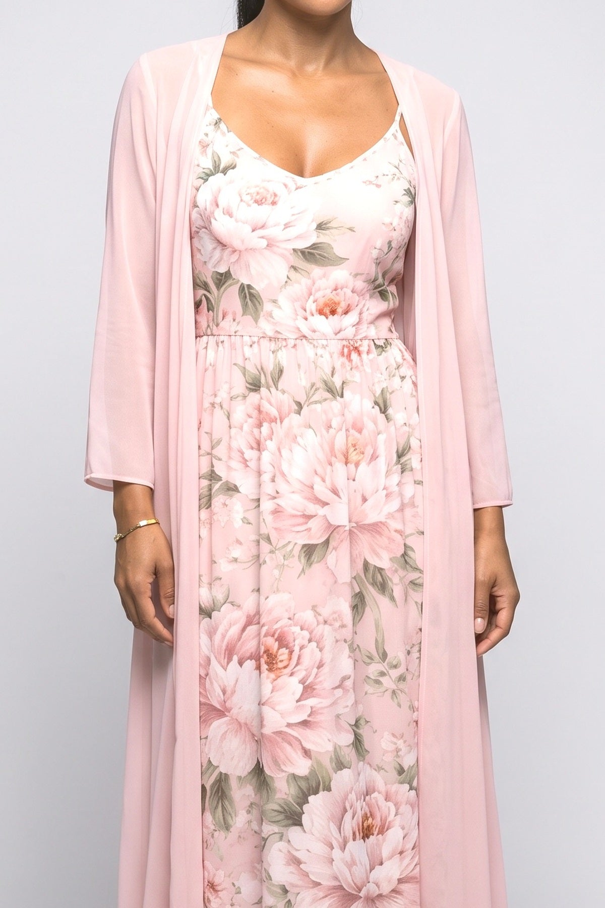 Sheer Floral Two Piece Outfit, fabric detail