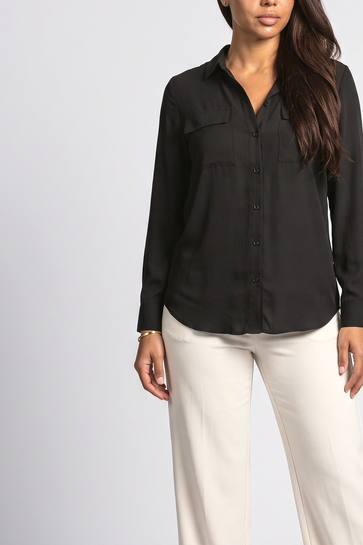 Long Sleeve Relaxed Blouse, fabric detail