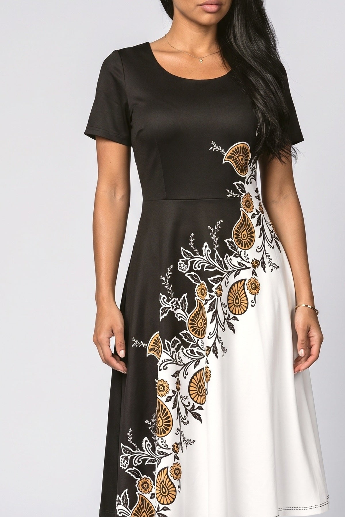 Paisley A-Line Midi Dress, fabric detail