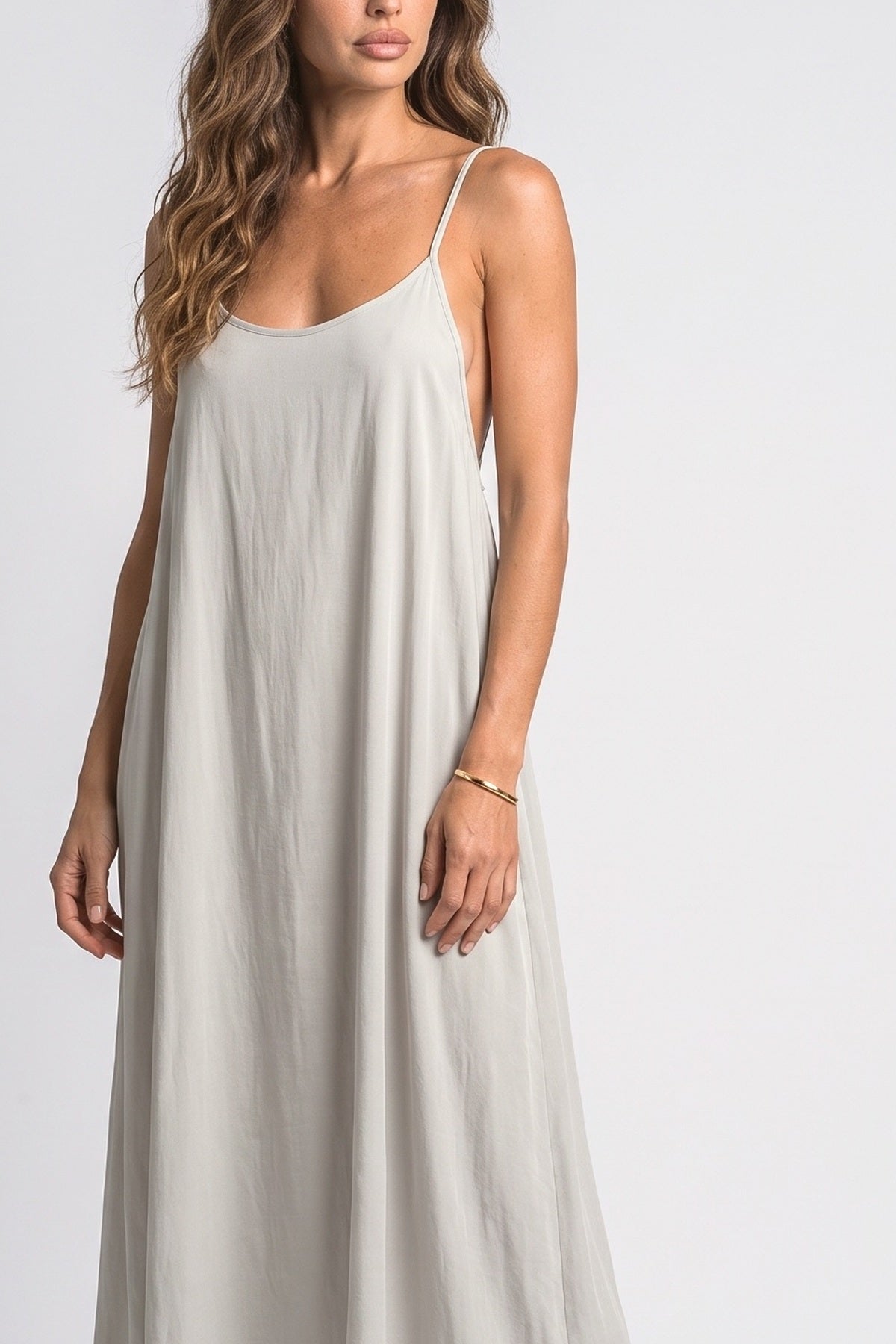 Backless Flowy Maxi Dress, fabric detail