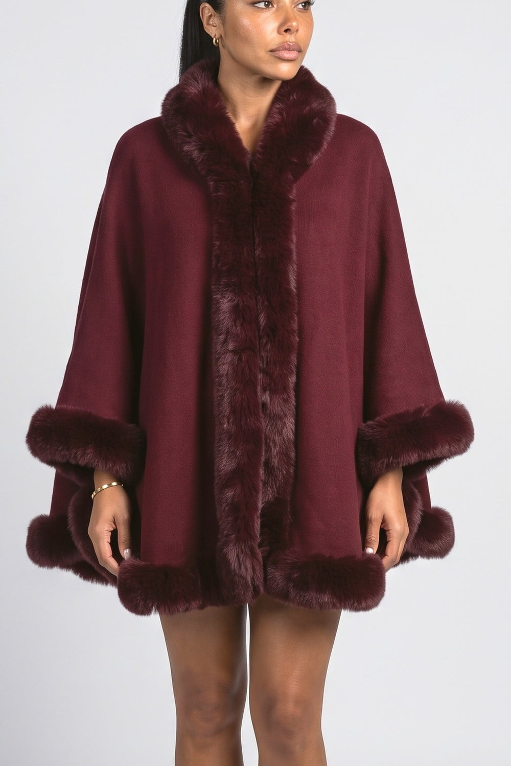 Knit Cape Winter Coat, fabric detail