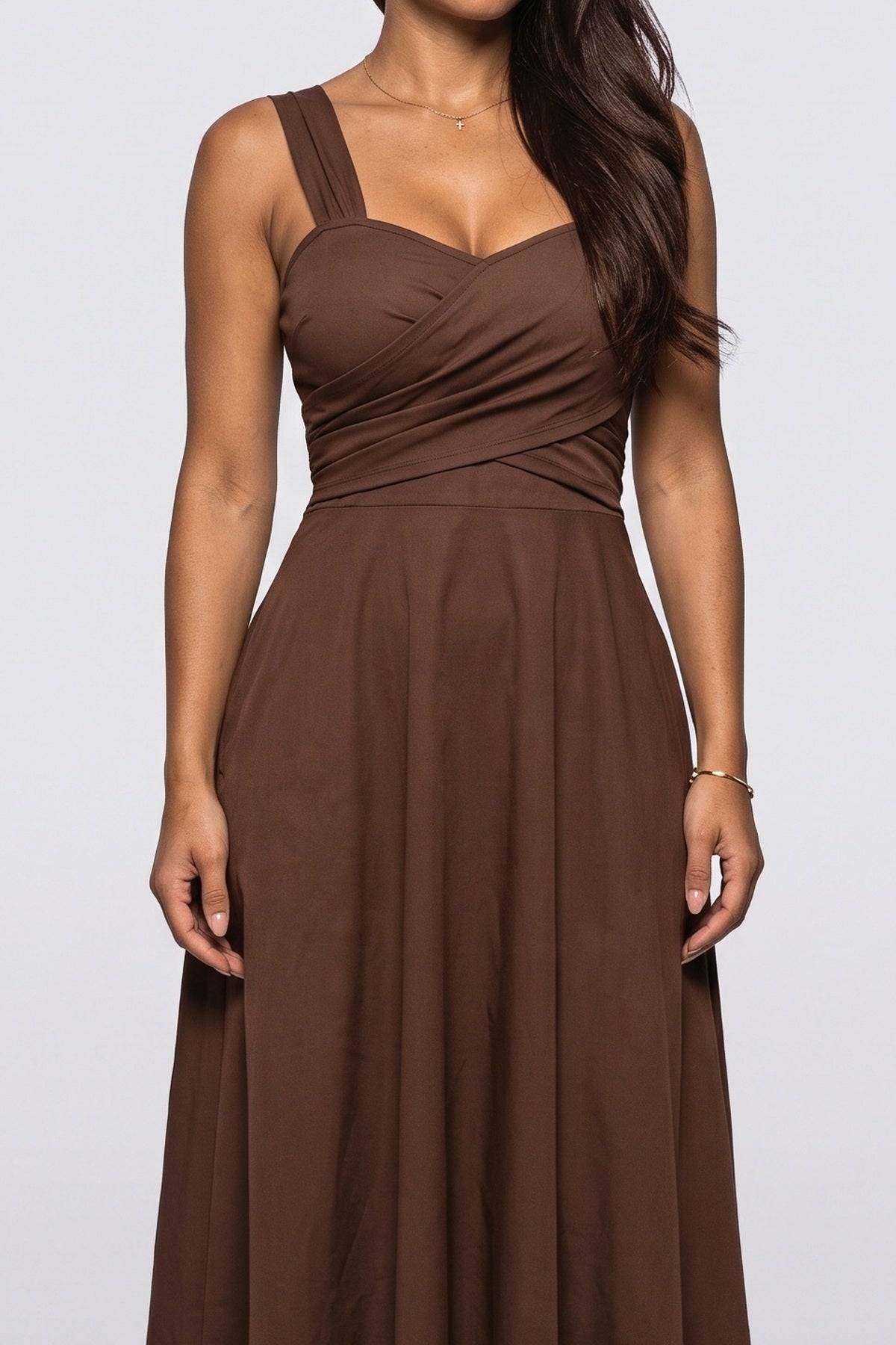 Sweetheart Ruched Midi Dress, fabric detail