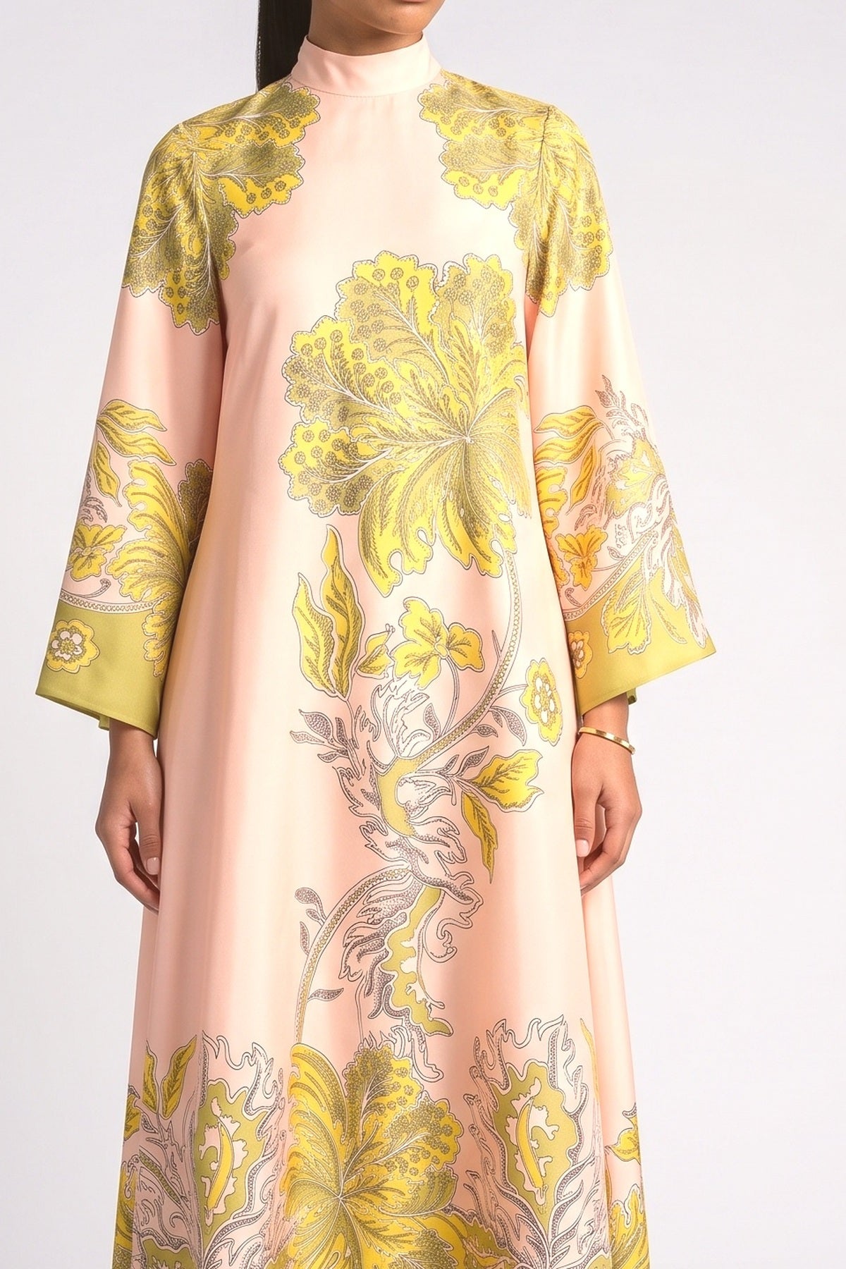 Pink Satin Maxi Dress, fabric detail