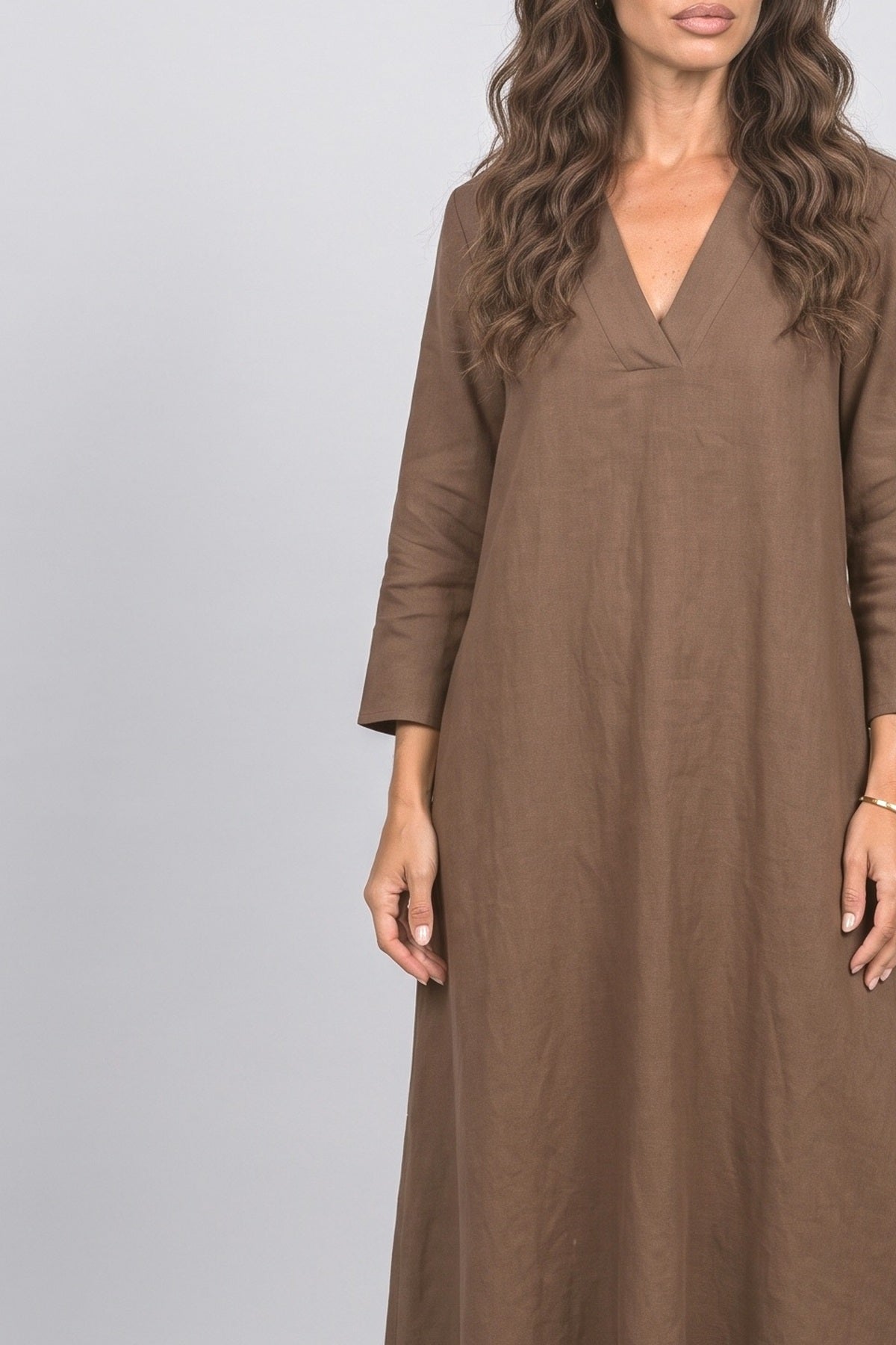 V-Neck A-Line Maxi Dress, fabric detail
