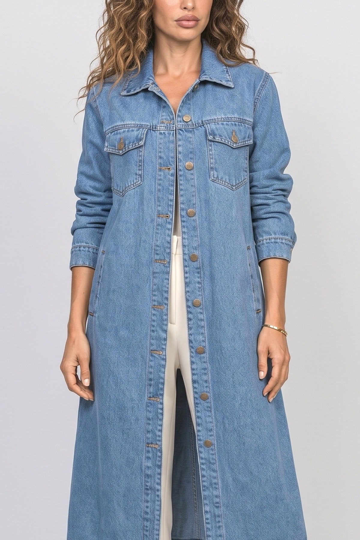 Denim Oversized Wool Coat, fabric detail