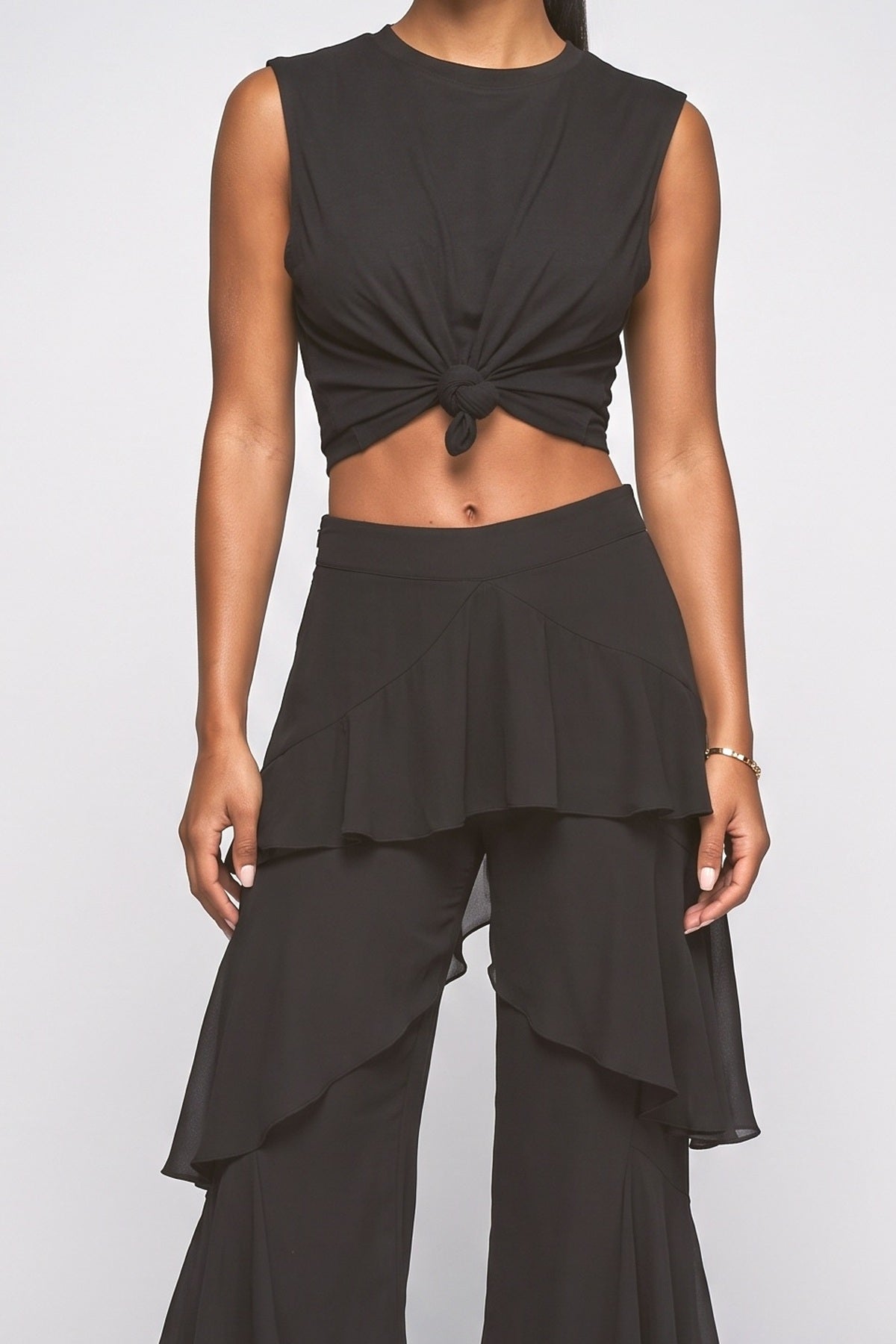Black Ruffle Outfit Set, fabric detail