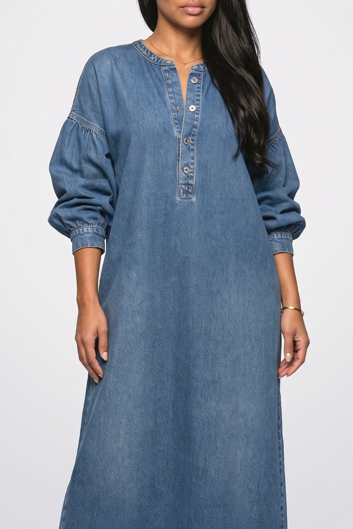 Blue Long Sleeve Maxi Dress, fabric detail