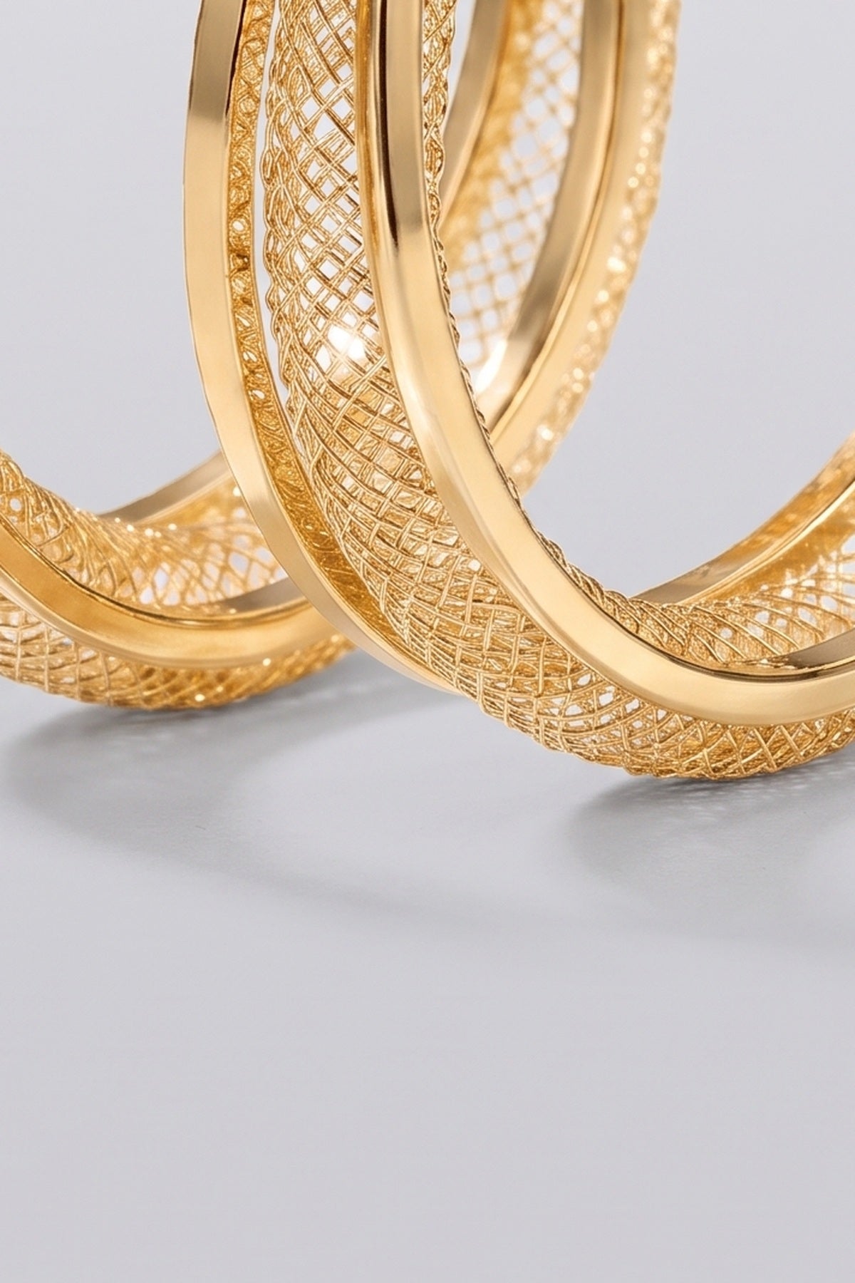 Mesh Stud Earrings, fabric detail
