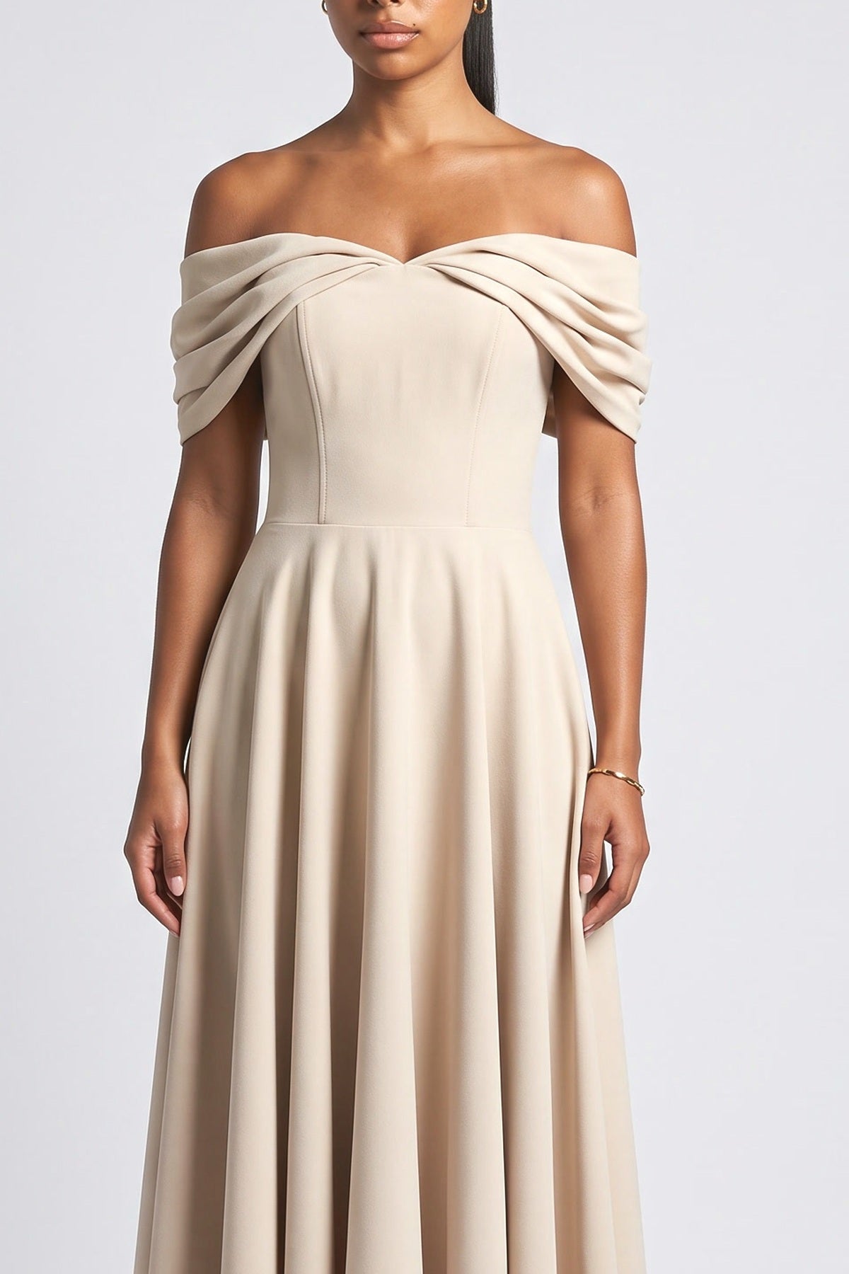 Off-Shoulder Draped Maxi Dress, fabric detail