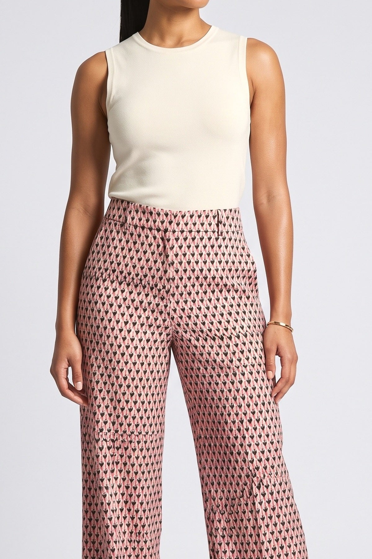 Pink Floral Pants, fabric detail