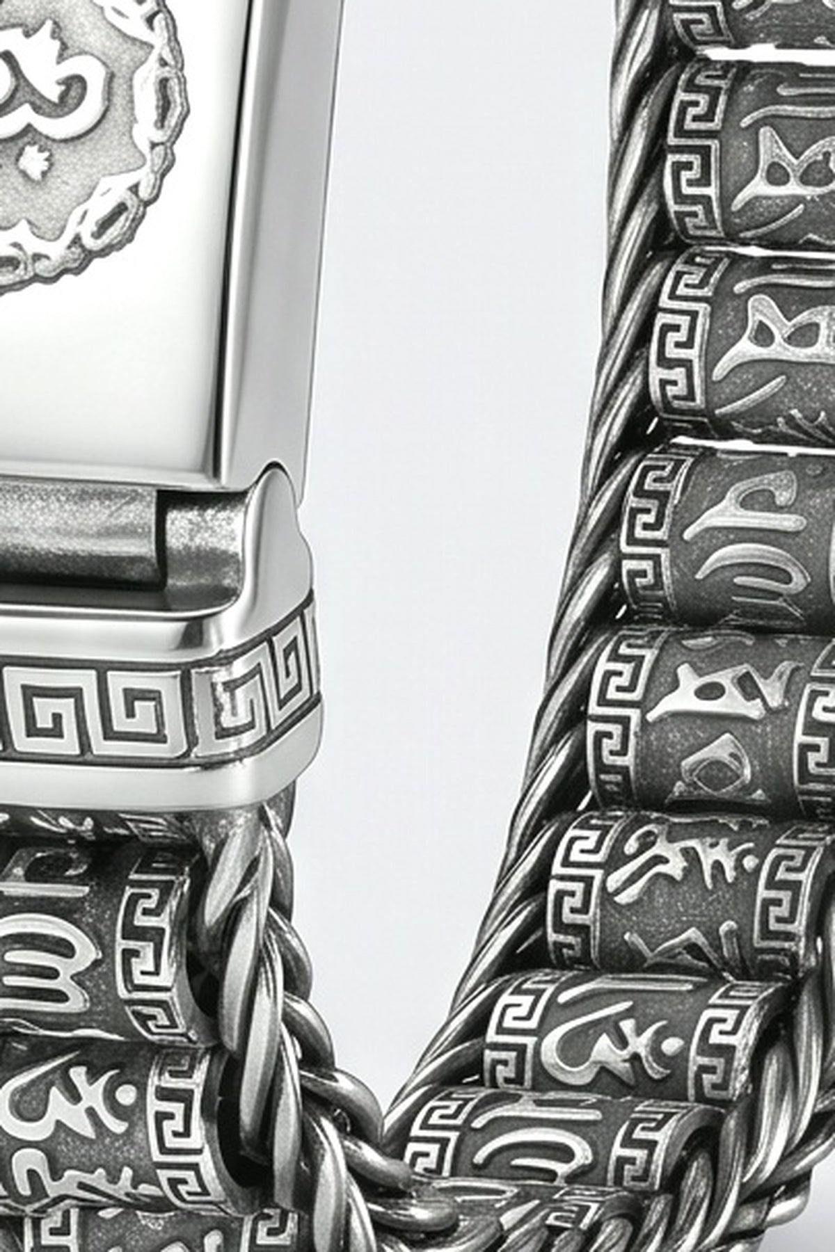 Silver Charm Bracelet, fabric detail