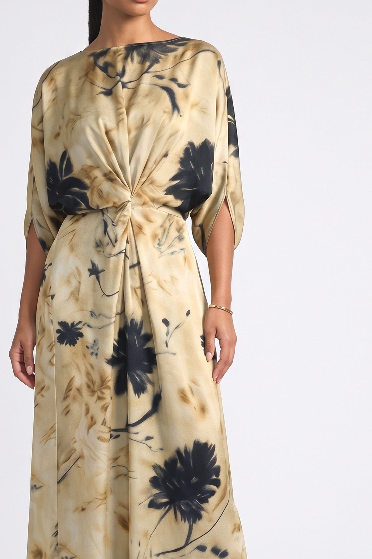 Watercolor Twist-Front Maxi Dress, fabric detail