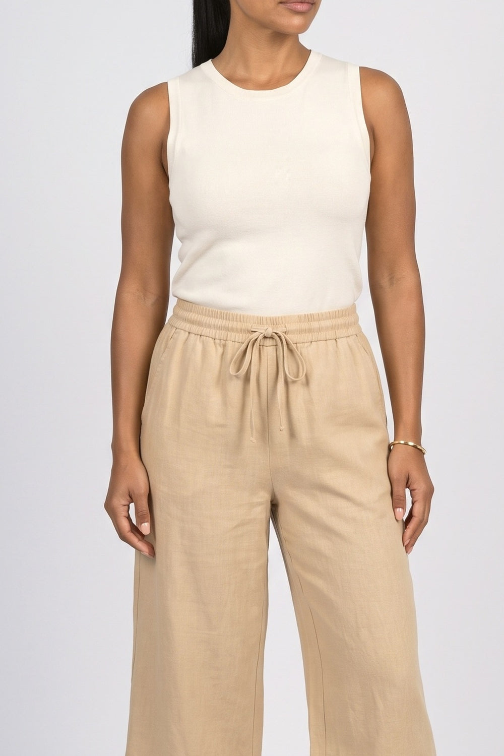 Linen Wide Leg Pants, fabric detail