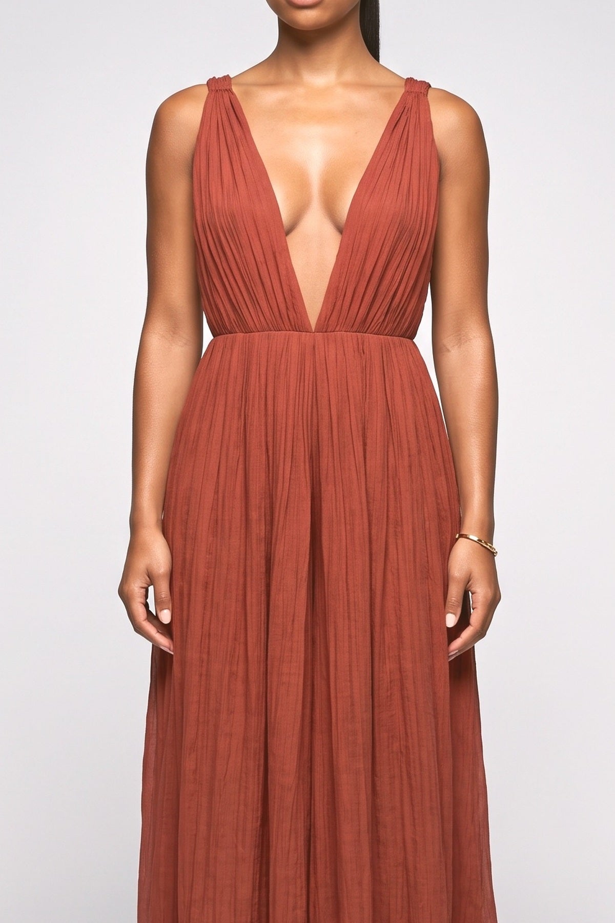 Red Lace V-Neck Jumpsuit, fabric detail