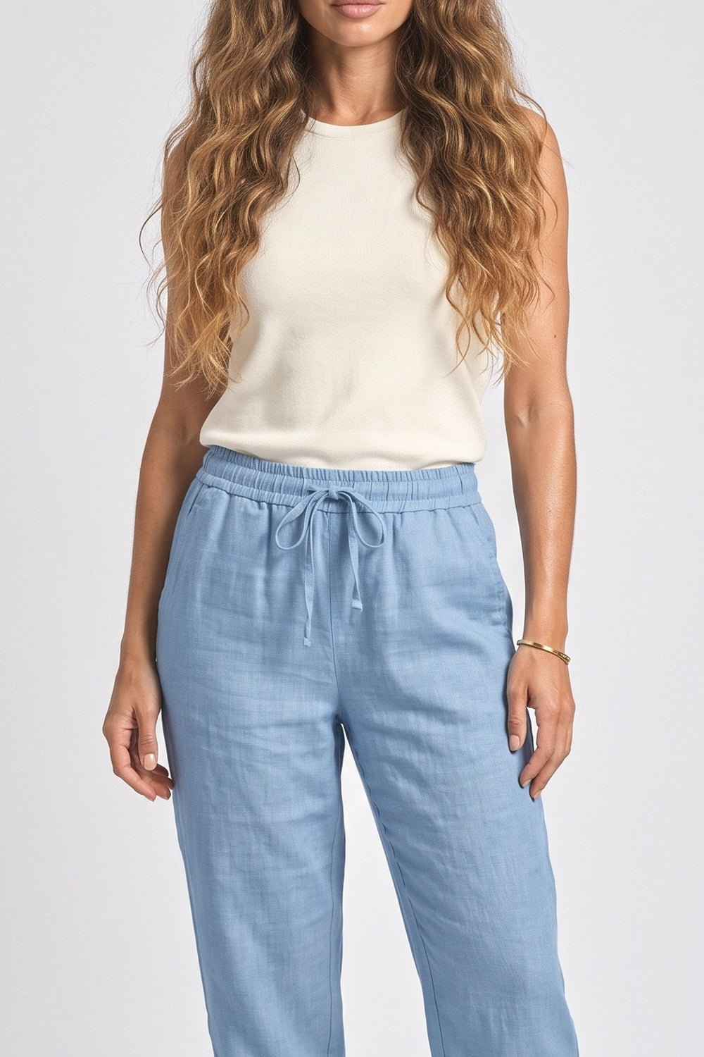Linen Wide Leg Pants, fabric detail