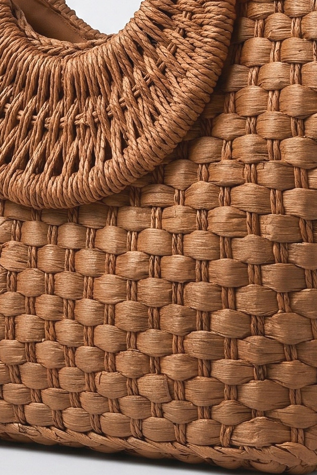 Holiday Beach Handmade Straw Bag, fabric detail