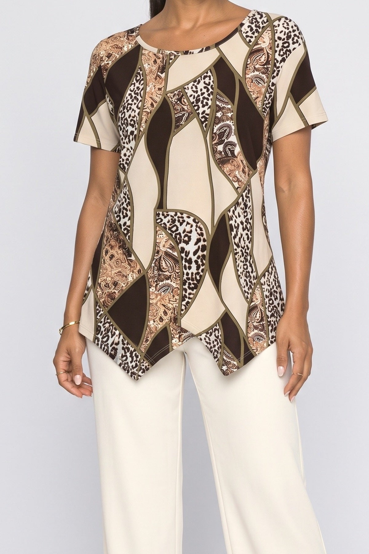 Leopard Asymmetric Blouse, fabric detail