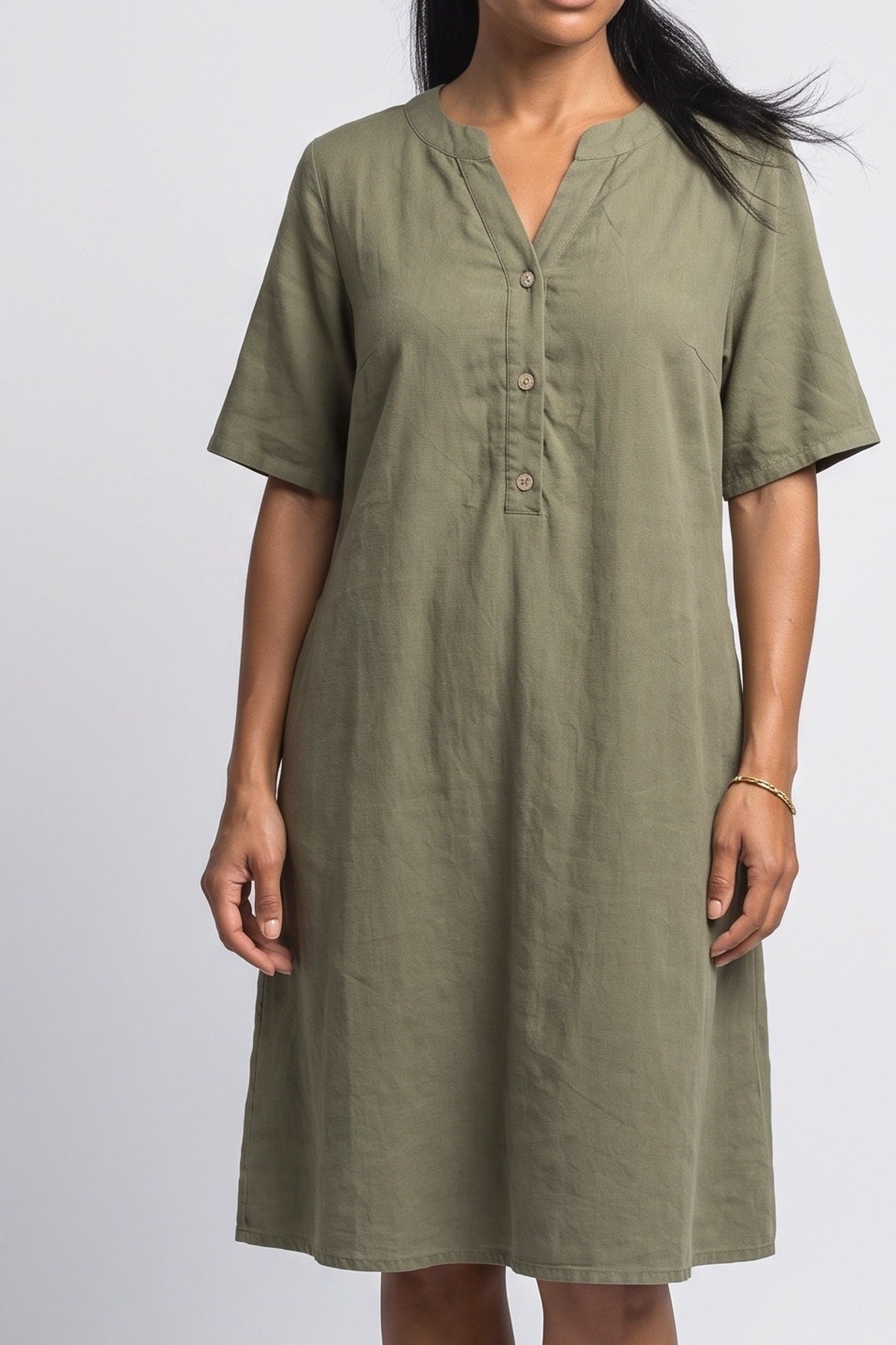 V-Neck Midi Dress, fabric detail