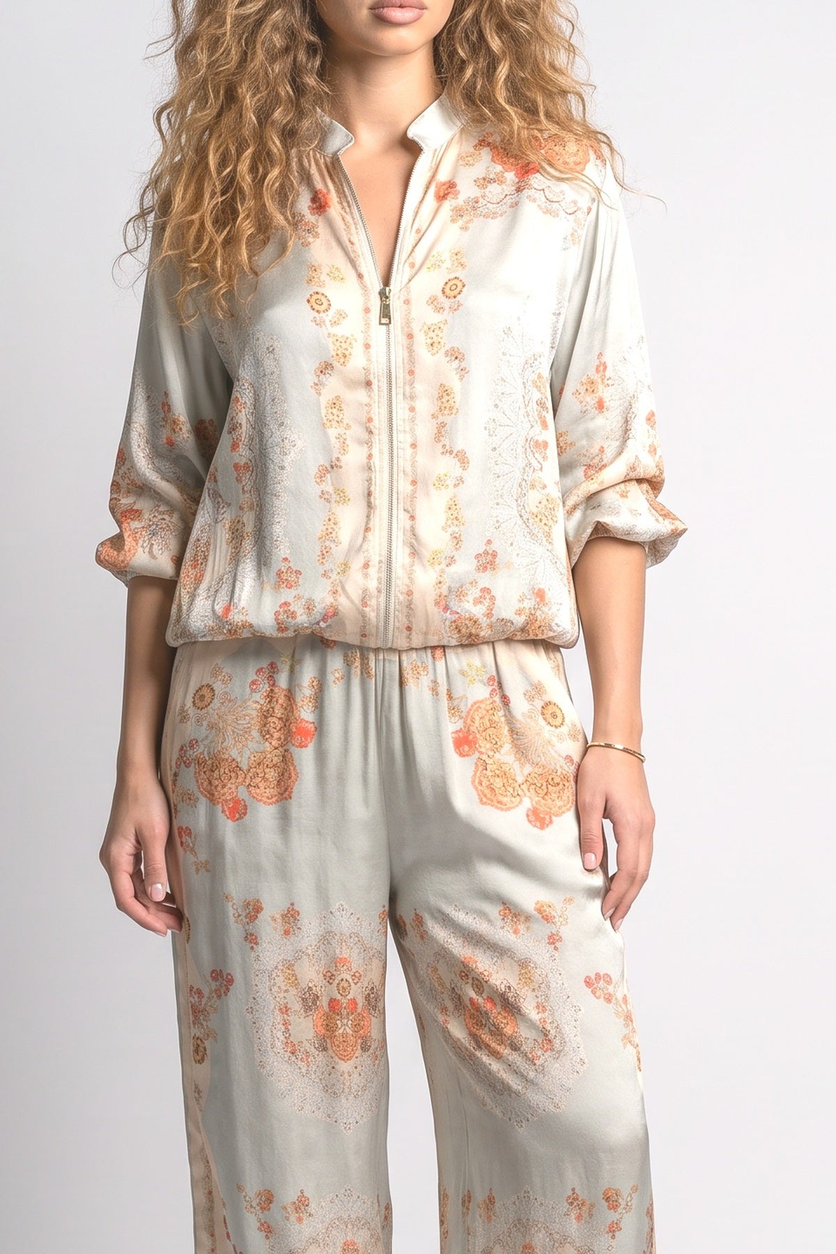 Paisley Satin Outfit Set, fabric detail