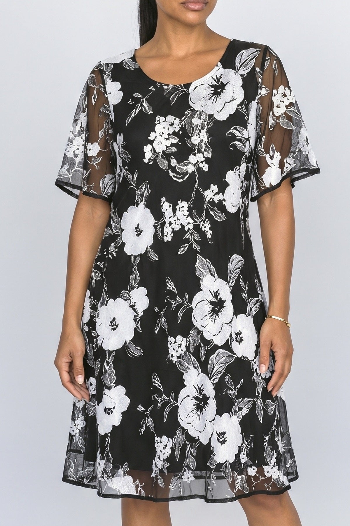 Chiffon Floral Beach Dress, fabric detail