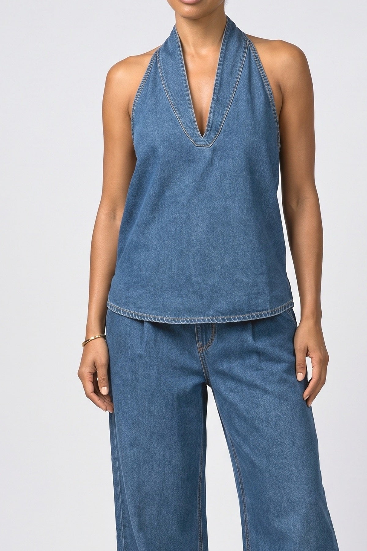 Denim Two Piece Outfit, fabric detail