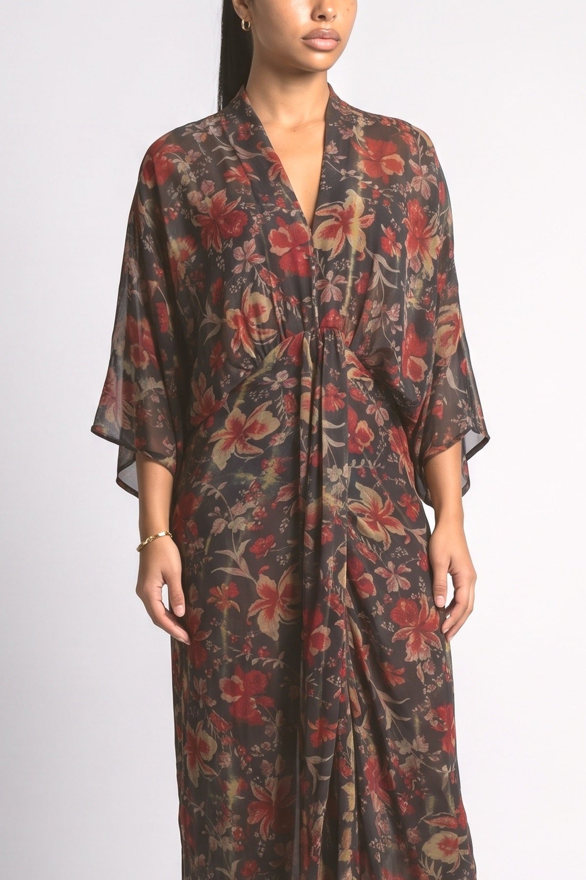 Kimono-Style Printed Dress-4, fabric detail