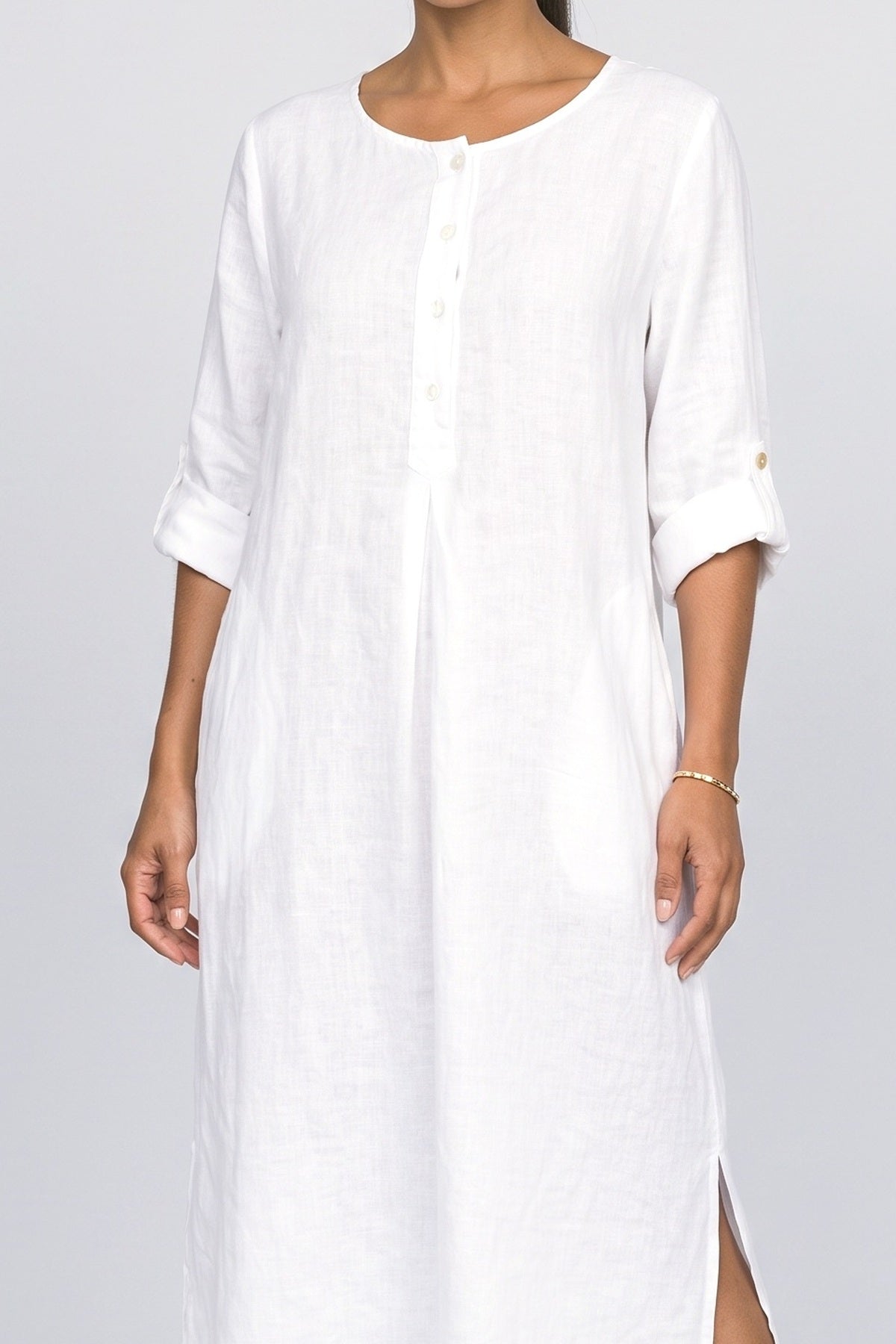 Linen Flowy Midi Dress, fabric detail