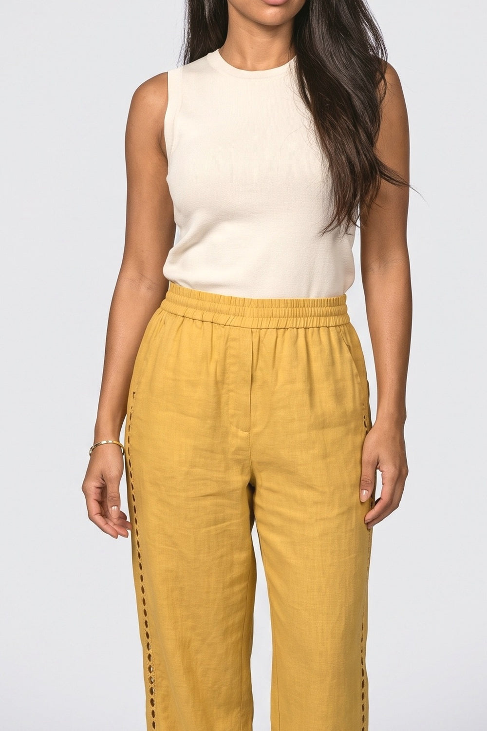 Linen Wide Leg Pants, fabric detail