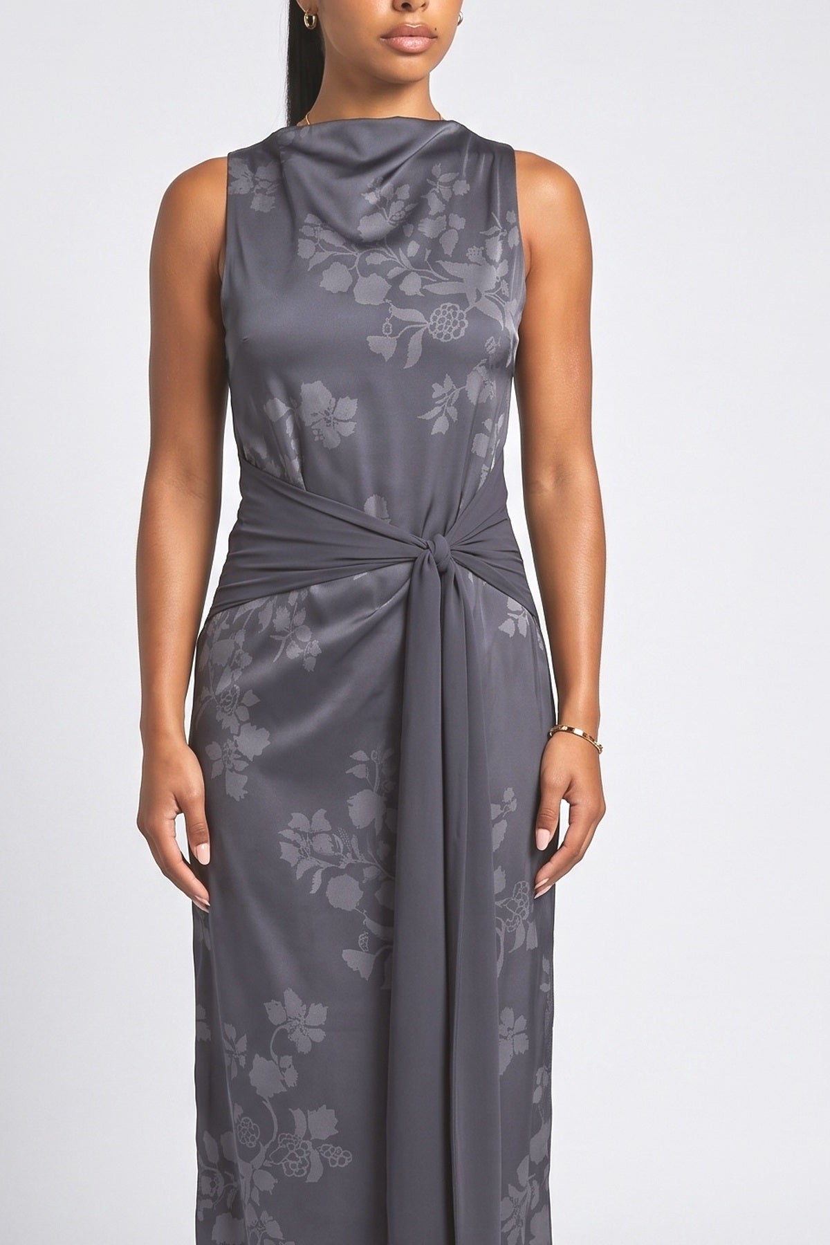 Blue Print Lace Maxi Dress, fabric detail