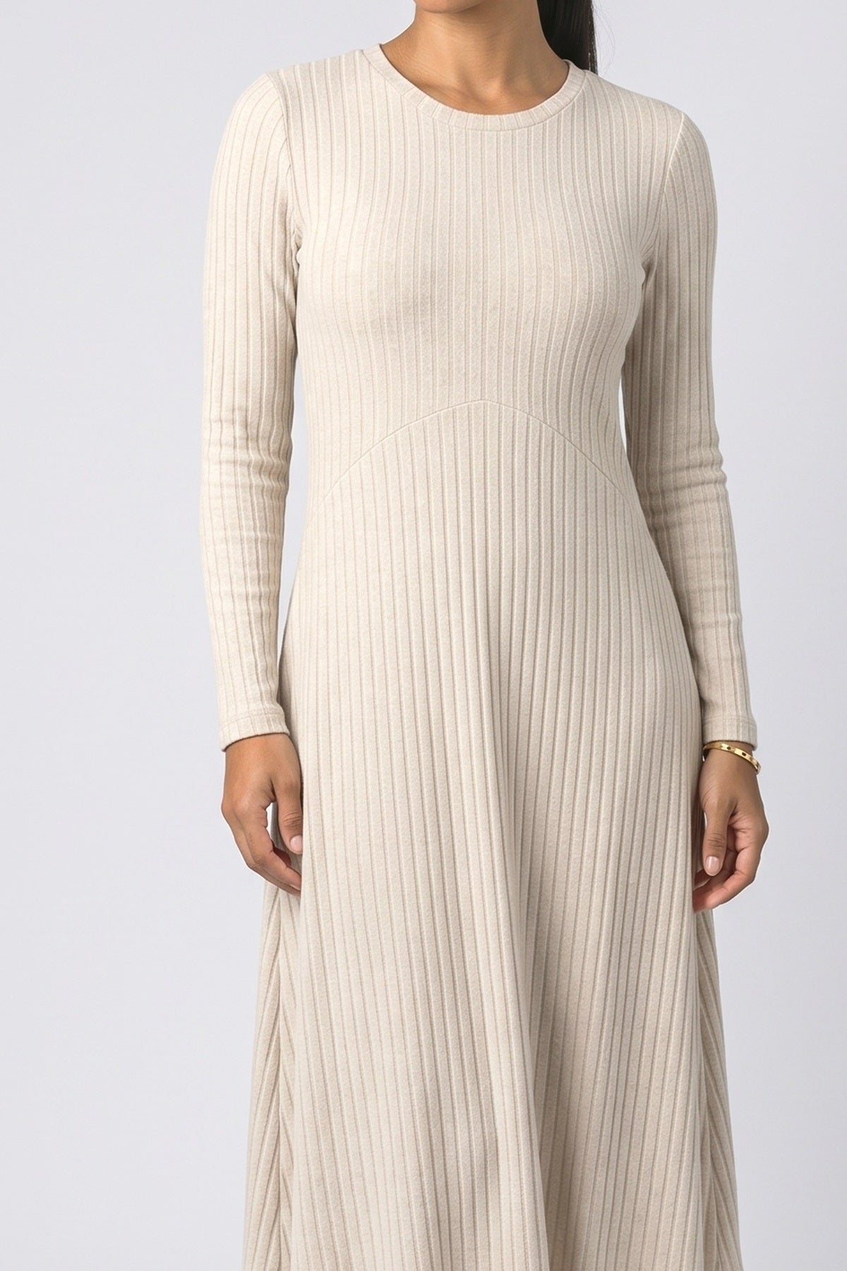Ribbed A-Line Midi Dress, fabric detail