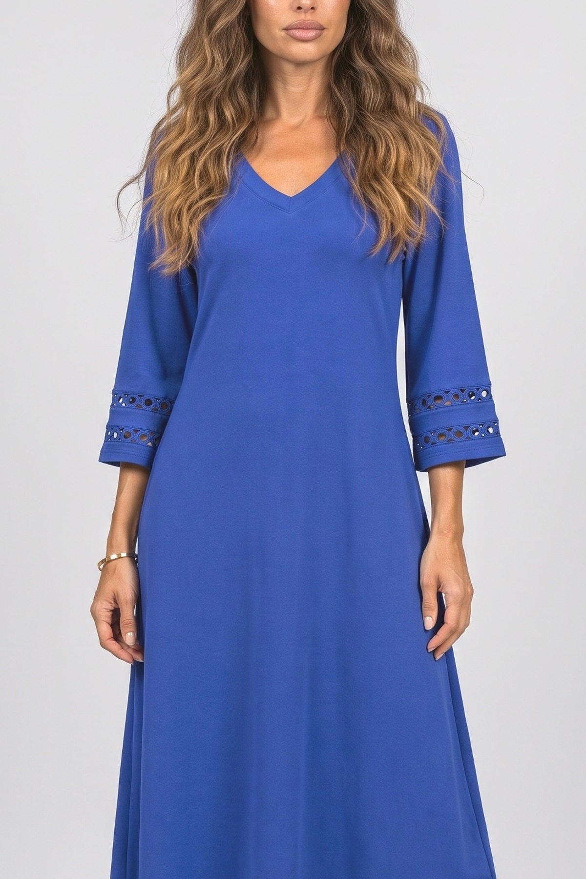 Crochet V-Neck Midi Dress, fabric detail