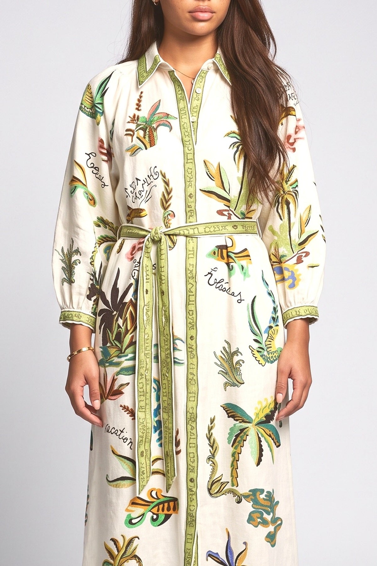 Multicolor Linen Dress, fabric detail