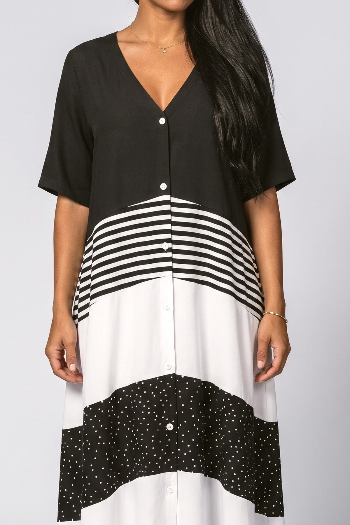 V-Neck Flowy Maxi Dress, fabric detail