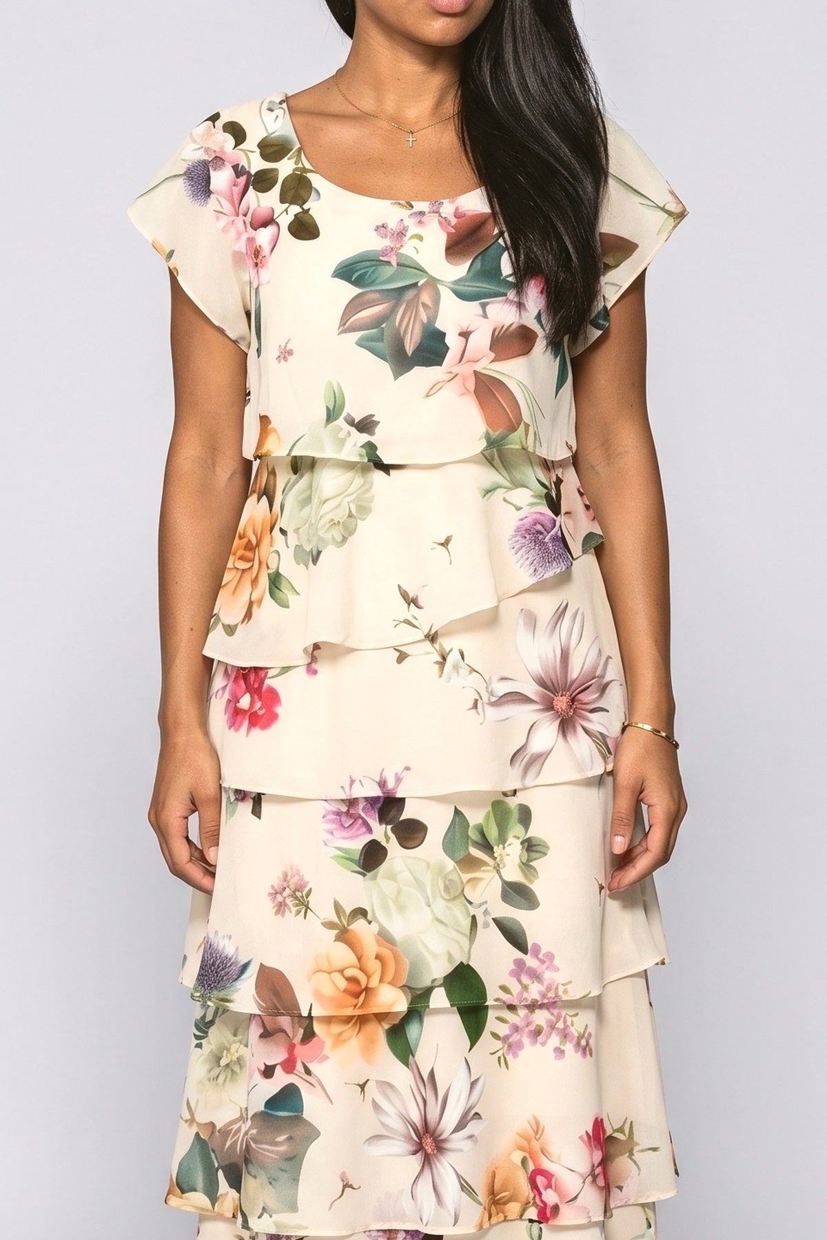 Floral Tiered Maxi Dress, fabric detail