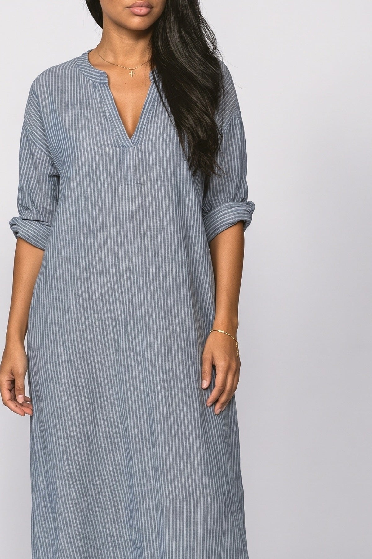 V-Neck Striped Maxi Dress, fabric detail