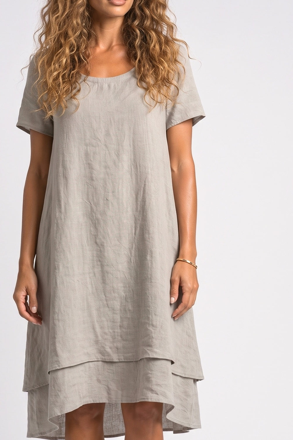 Linen A-Line Summer Dress, fabric detail
