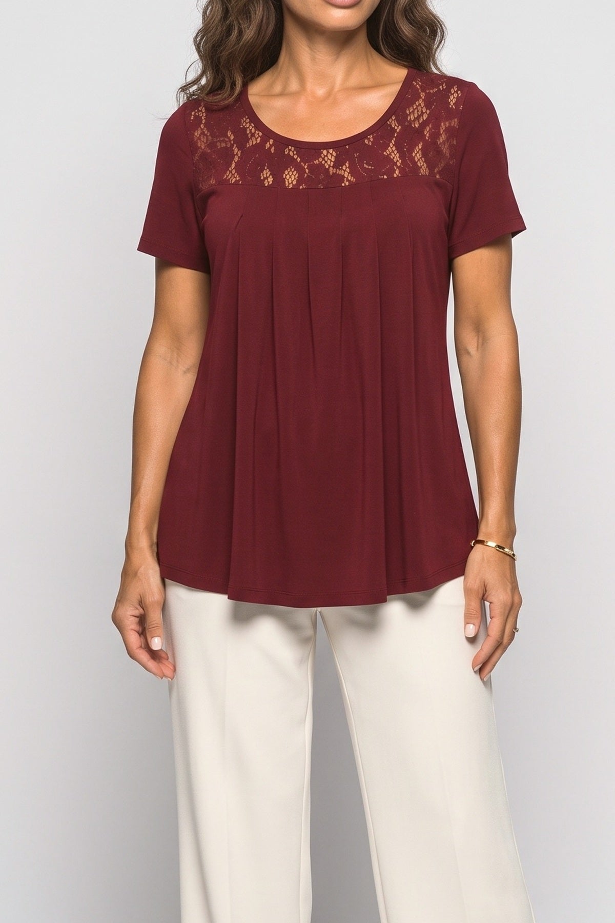 Floral Pleated T Shirt Women, fabric detail