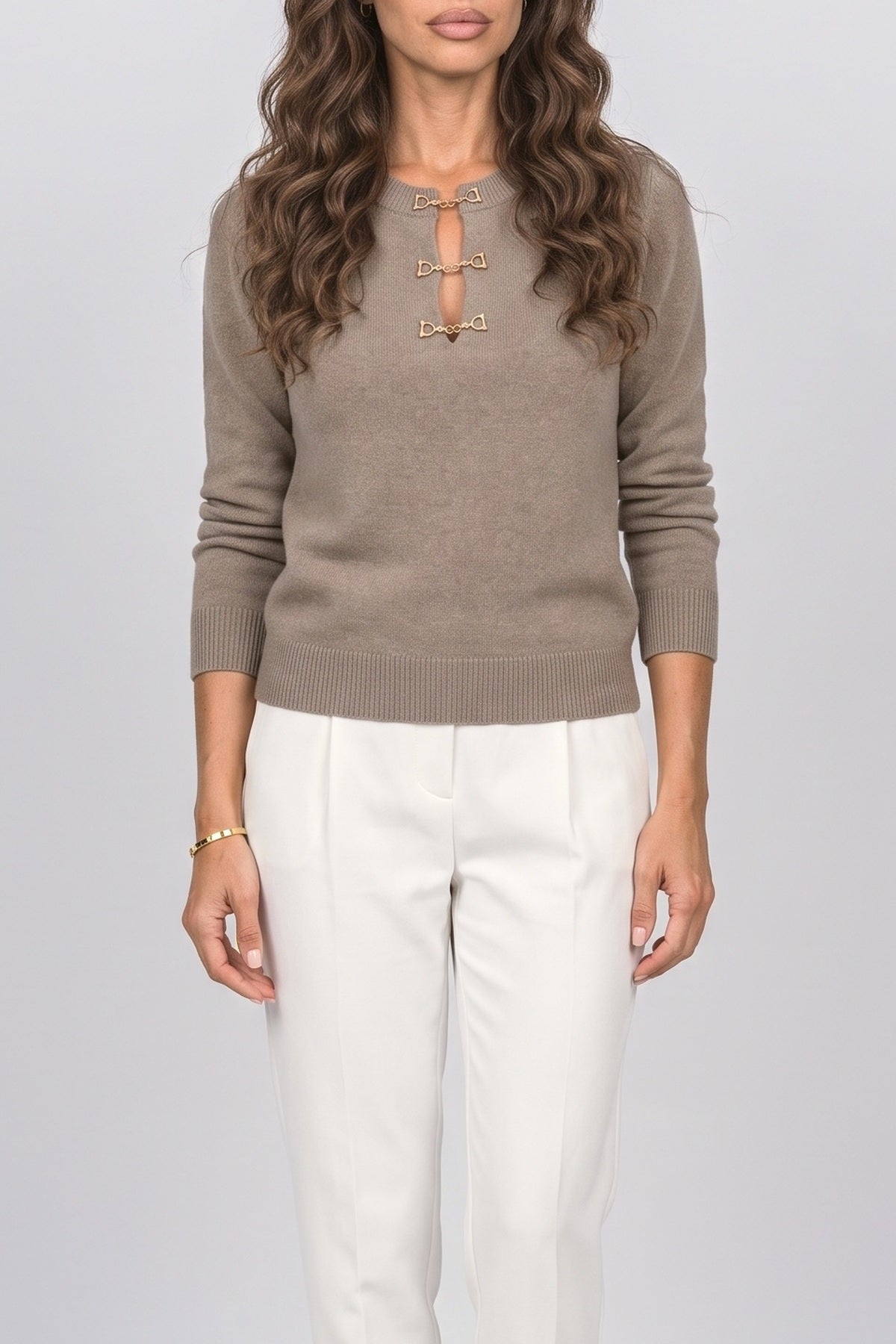 Brown Knit Top, fabric detail