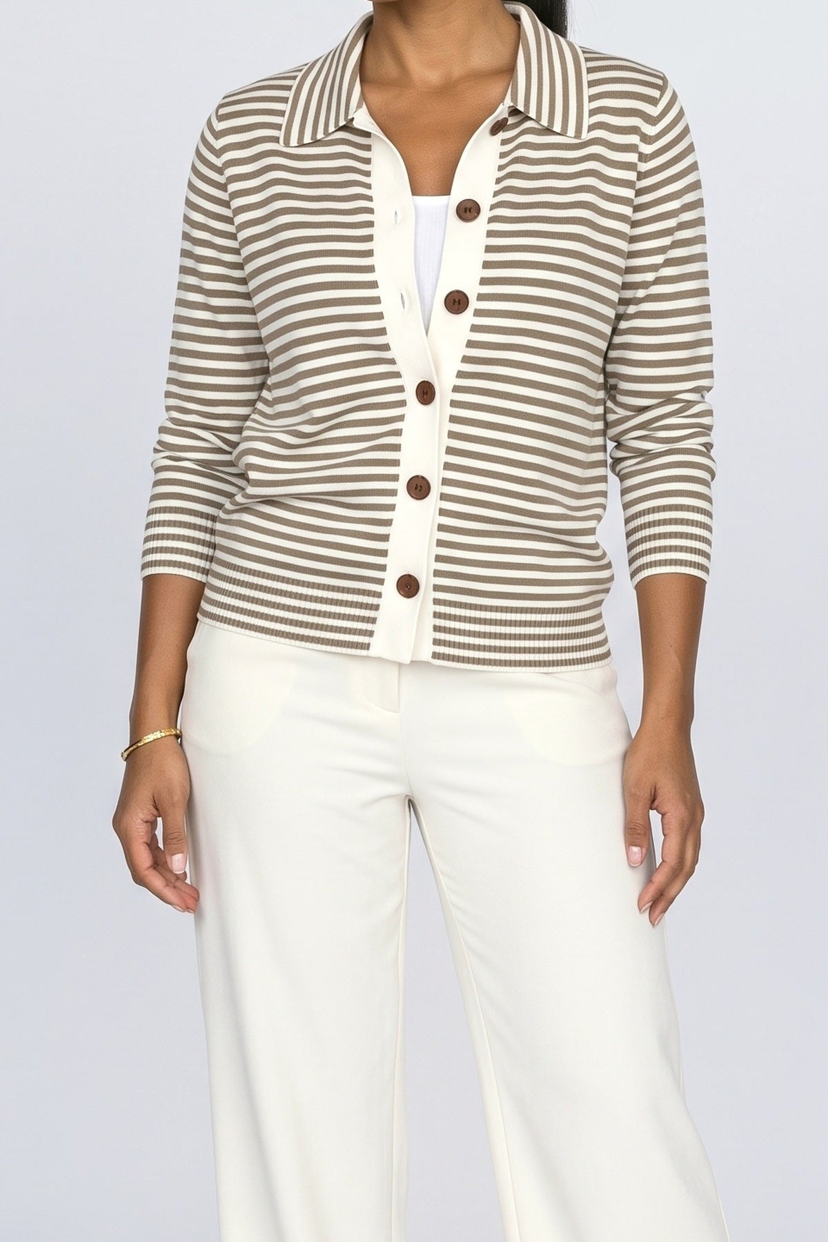 Striped Knit Cardigan, fabric detail