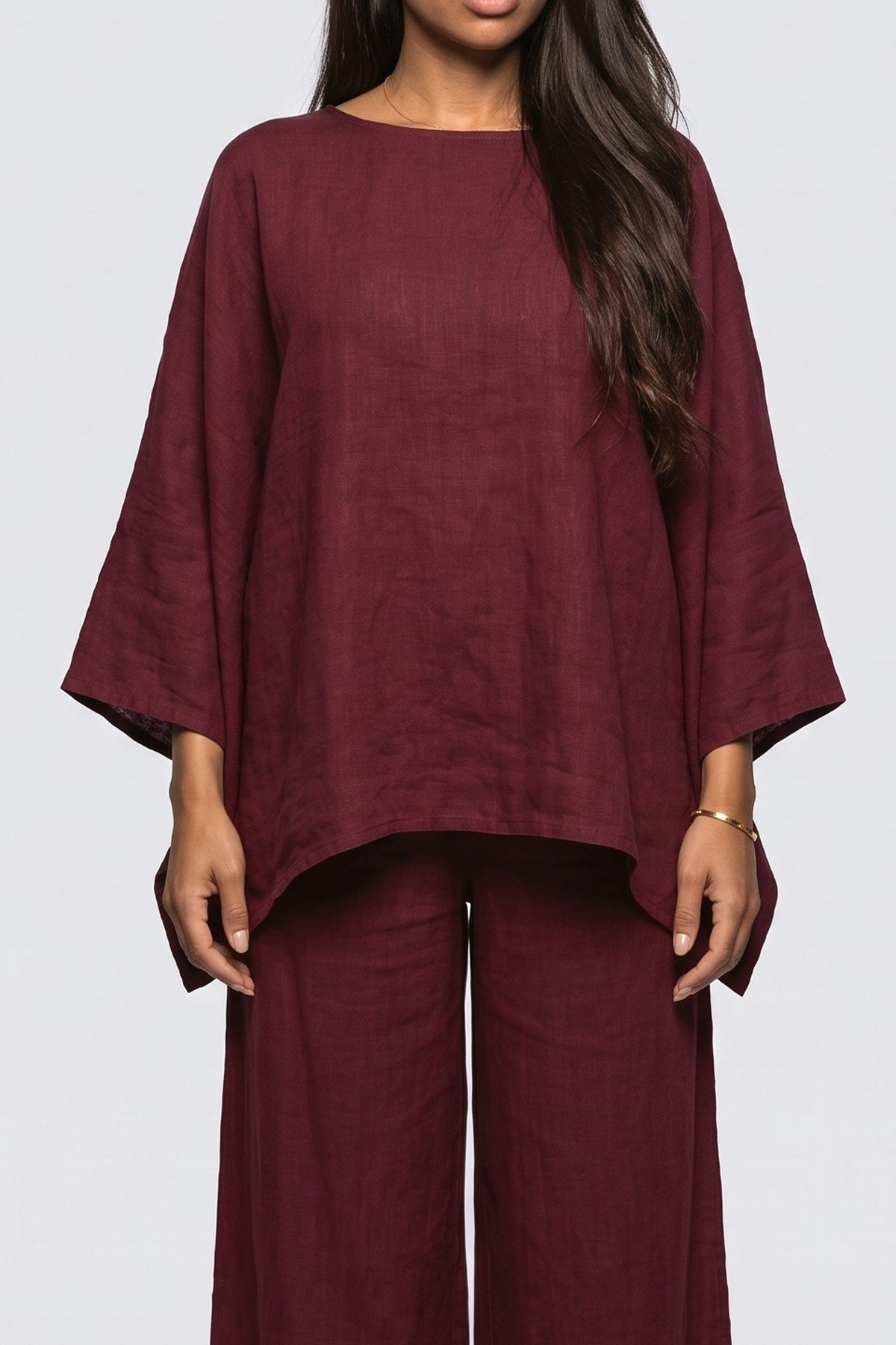 Batwing Sleeve Flowy Two Piece Outfit, fabric detail