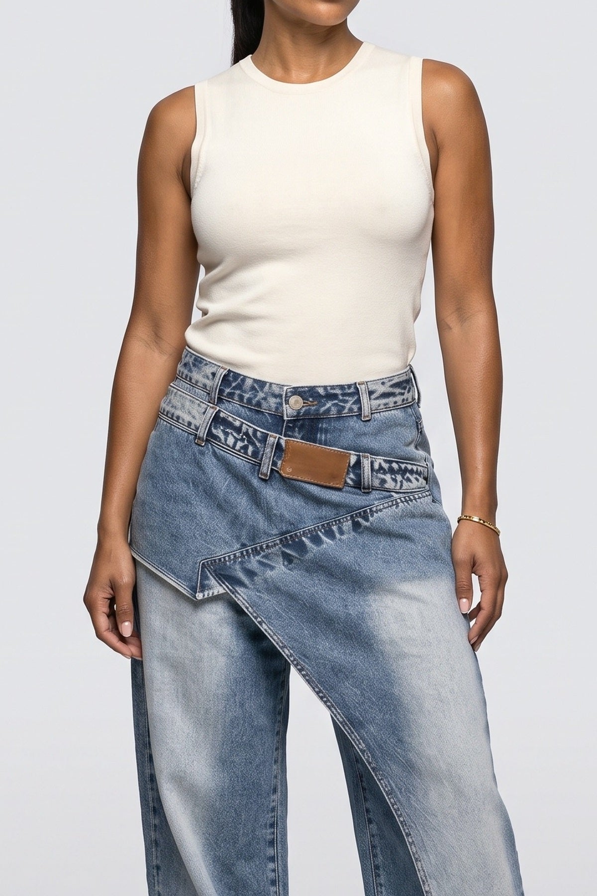 Wrap Wide Leg Jeans, fabric detail